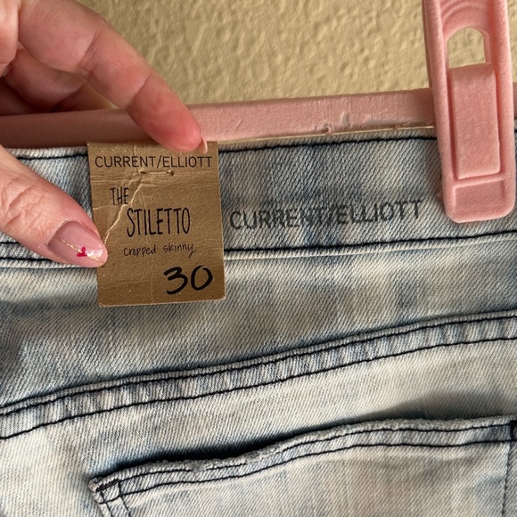 Current/Elliott Acid Washed Distressed Skinny Jeans - Picture 5 of 10